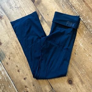 PINK Yoga Flared Pant, Fold Over Waist Lg